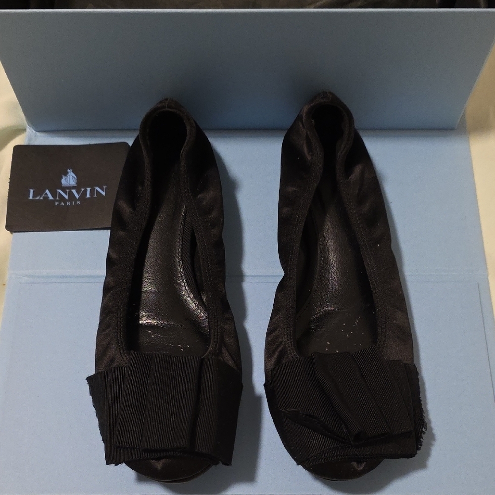 Lanvin Black Ballet Flats with Bow